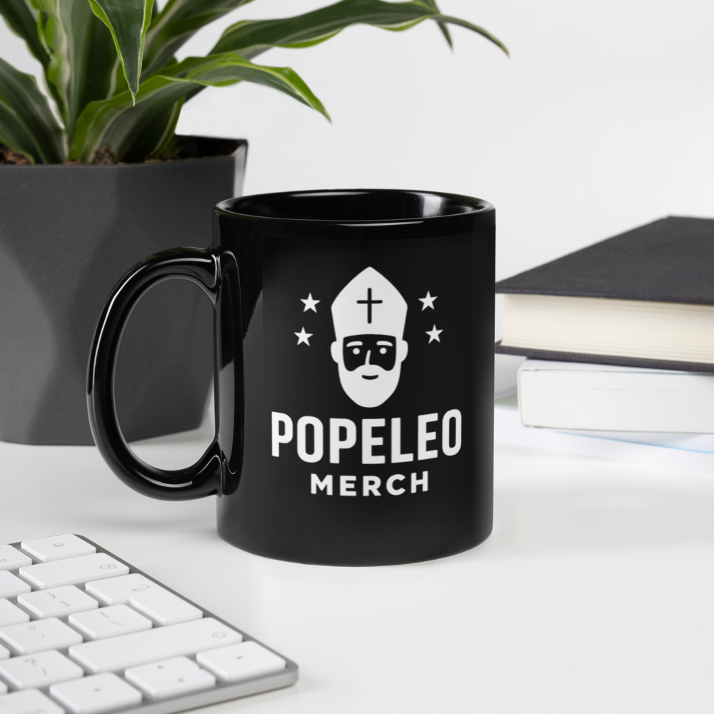 POPELEO MERCH Black Glossy Mug - Wear The Message. - POPELEO MERCH